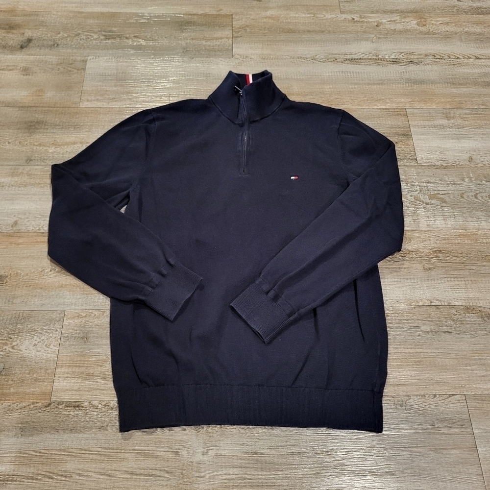 Tommy Hilfiger Knitted Sweater Regular Fit Quarter Zip Mens Size Large